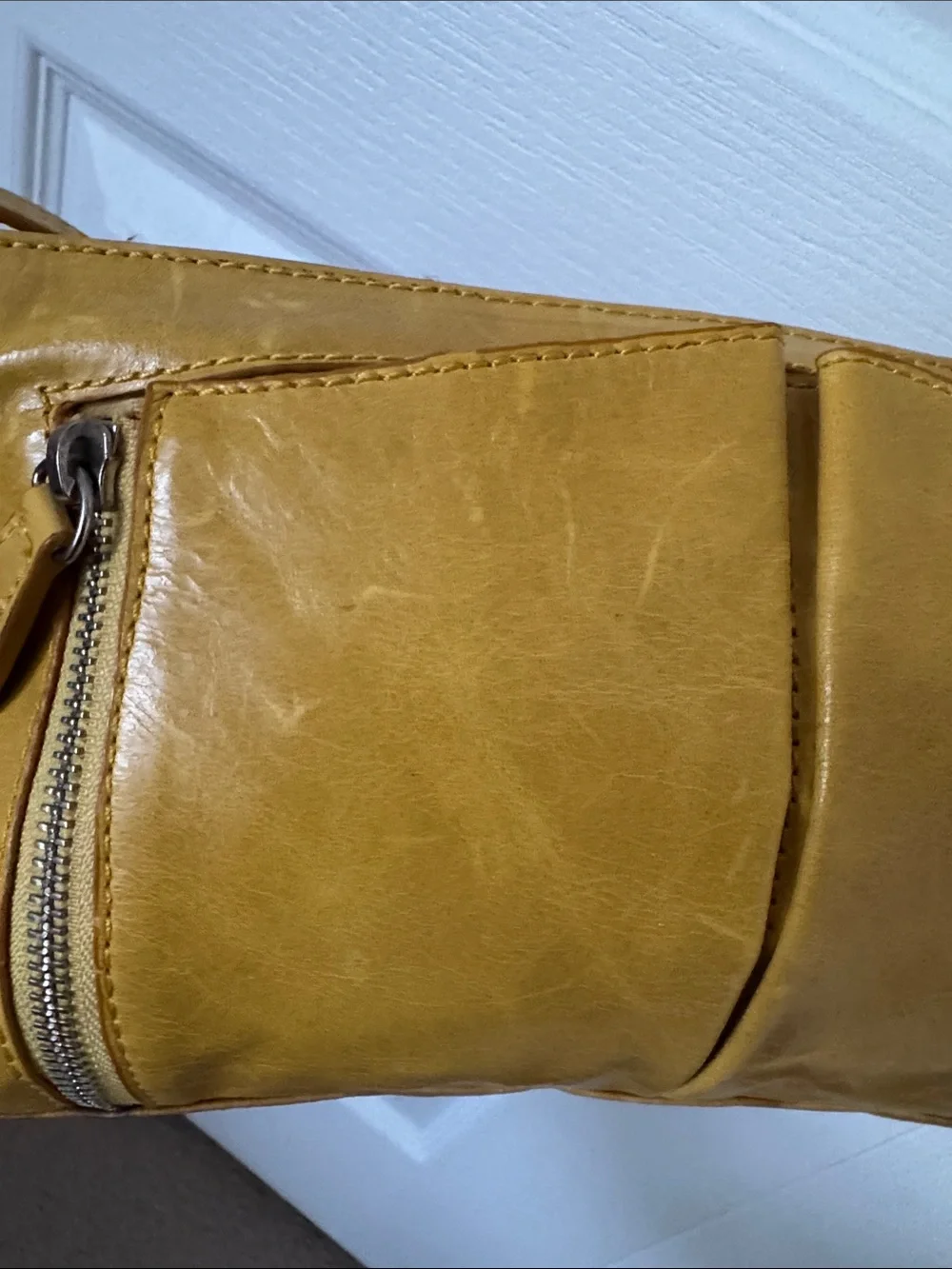 Kenneth Cole Reaction Mustard Yellow Leather Clutch
